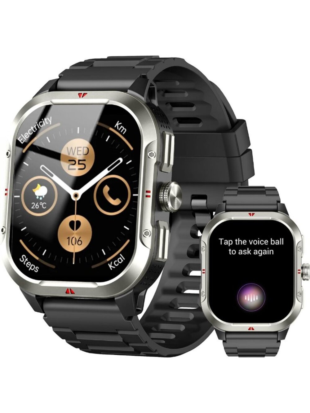 GPS Smart Watch for Men, 50+ Day Battery Life, Call & Message Notifications